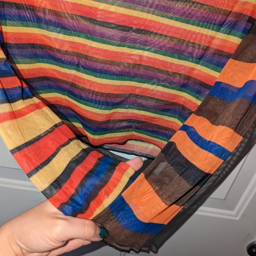 Rare Unif Rainbow Striped Colorblock Mesh Size Sm - image 6